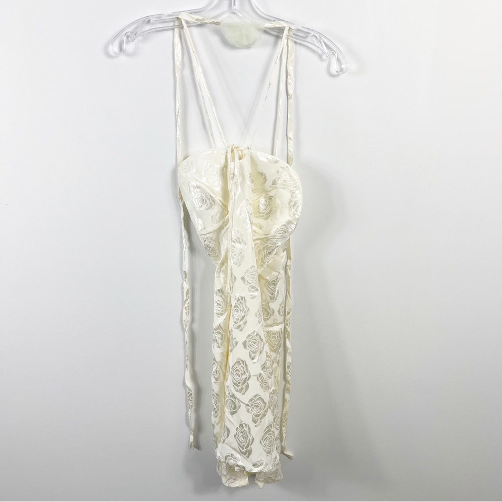 For Love And Lemons Melody Strappy Jacquard Mini Dress Size XL NWT Cream - Picture 3 of 8